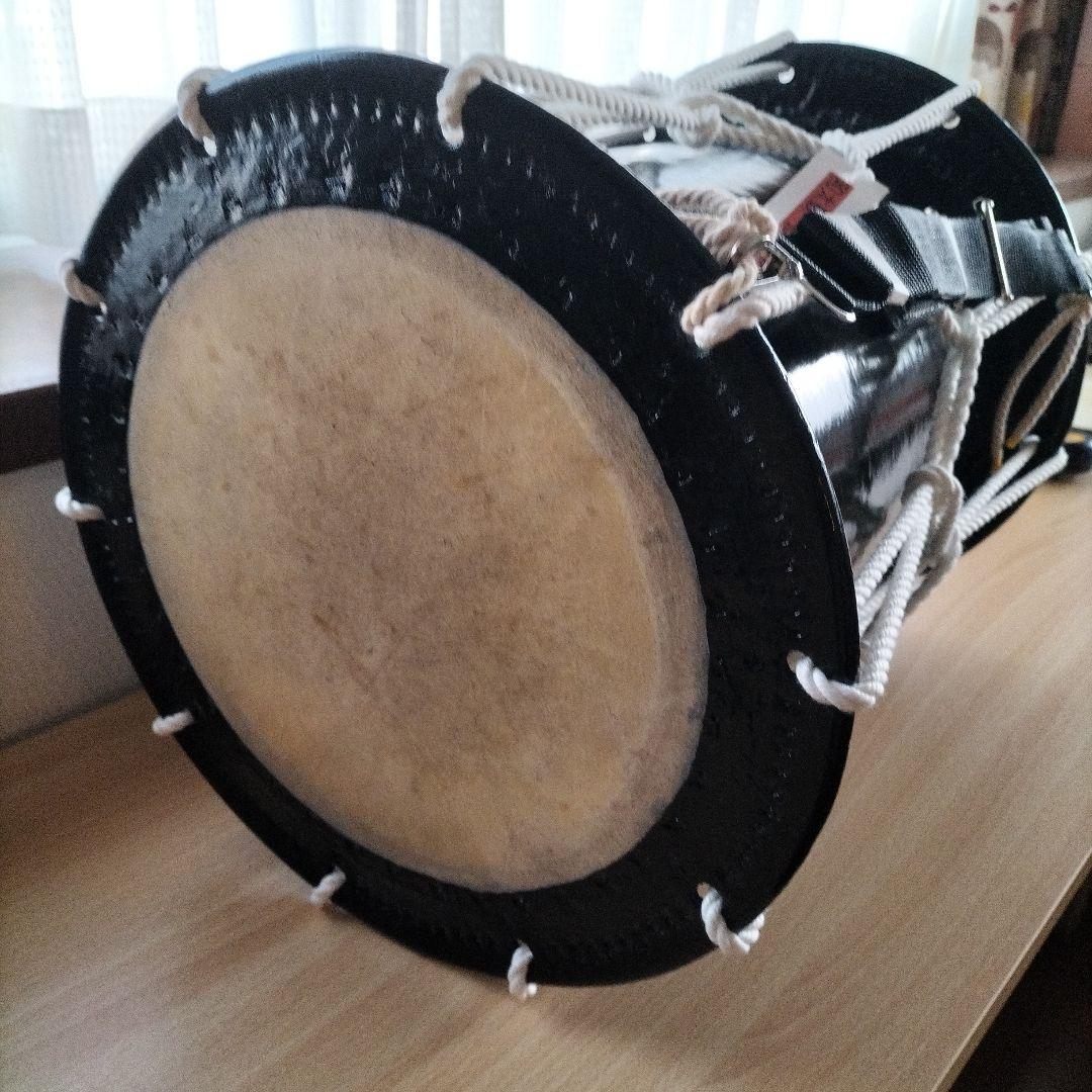 なお様ご依頼商品」担ぎ太鼓 締太鼓 和太鼓 天然皮革 ストラップ付中古