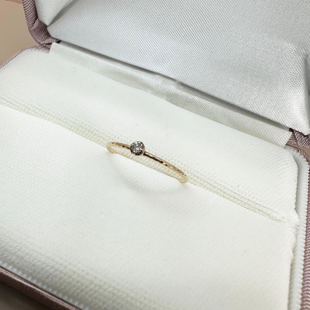 シエナロゼ K10 一粒ダイヤモンド ワイヤーリング