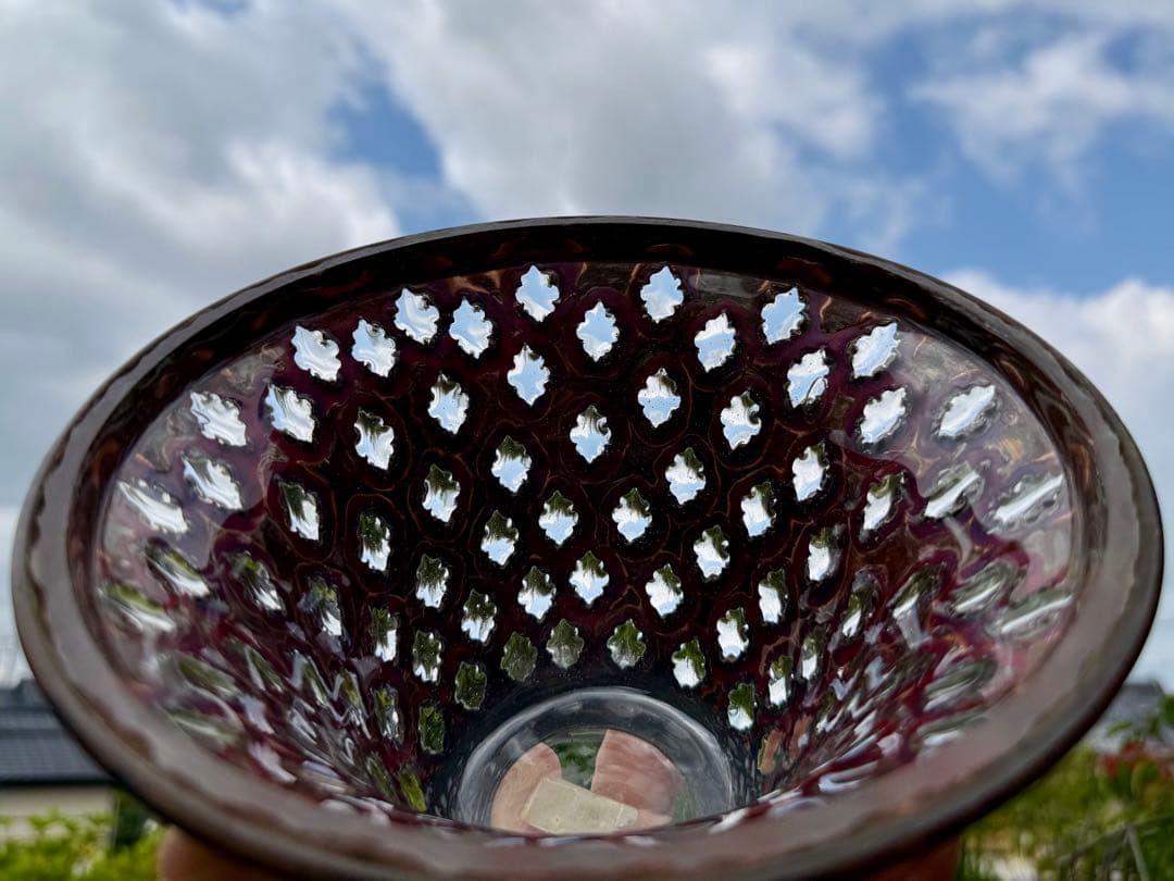 イタリアの素敵なヴィンテージ ガラス製 カットアウトボウル