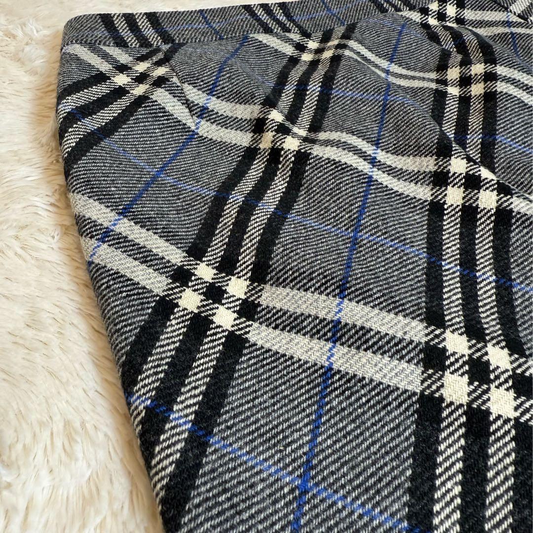 バーバリーロンドン ノバチェック 巻きスカート ラップスカート 36 カシミヤ混