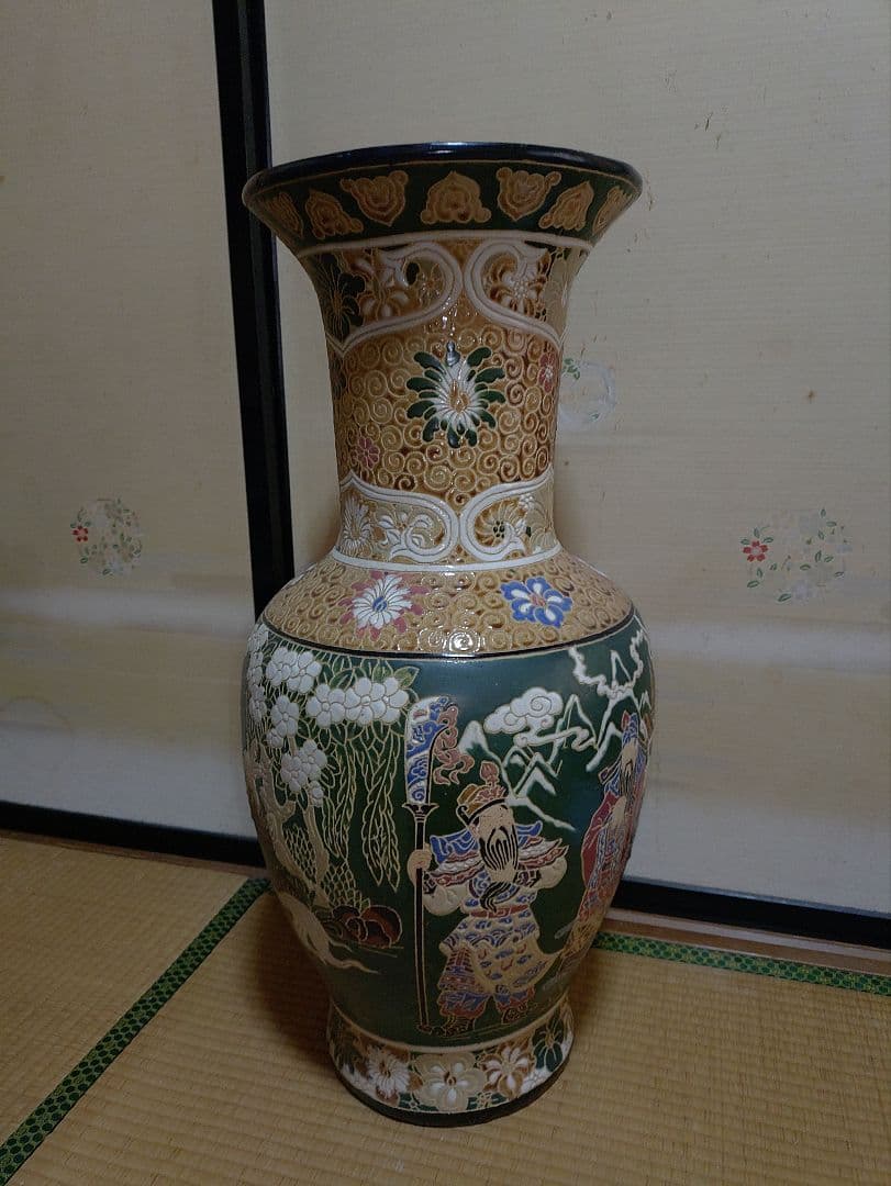 大壺 飾壺 花瓶 骨董品 アンティーク 古民家 背丈82cm 作者産地不明