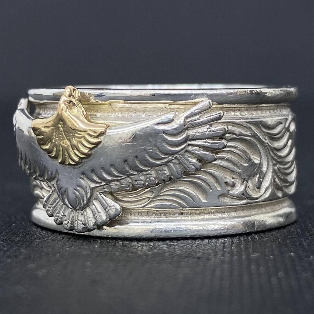 ARIZONA FREEDOM K18頭金イーグル シルバー 唐草リング 24号