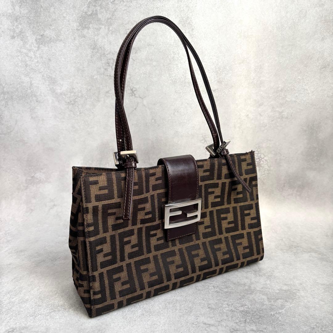 FENDI ズッカ FFロゴ キャンバス レザー ハンドバッグ トート