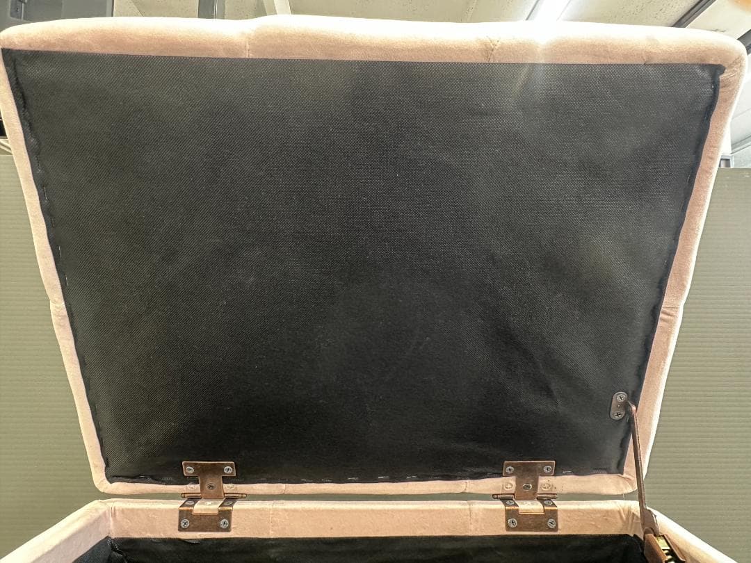 ベルベット＆クリスタルボタン付き オットマン スツール 収納付き ピンク