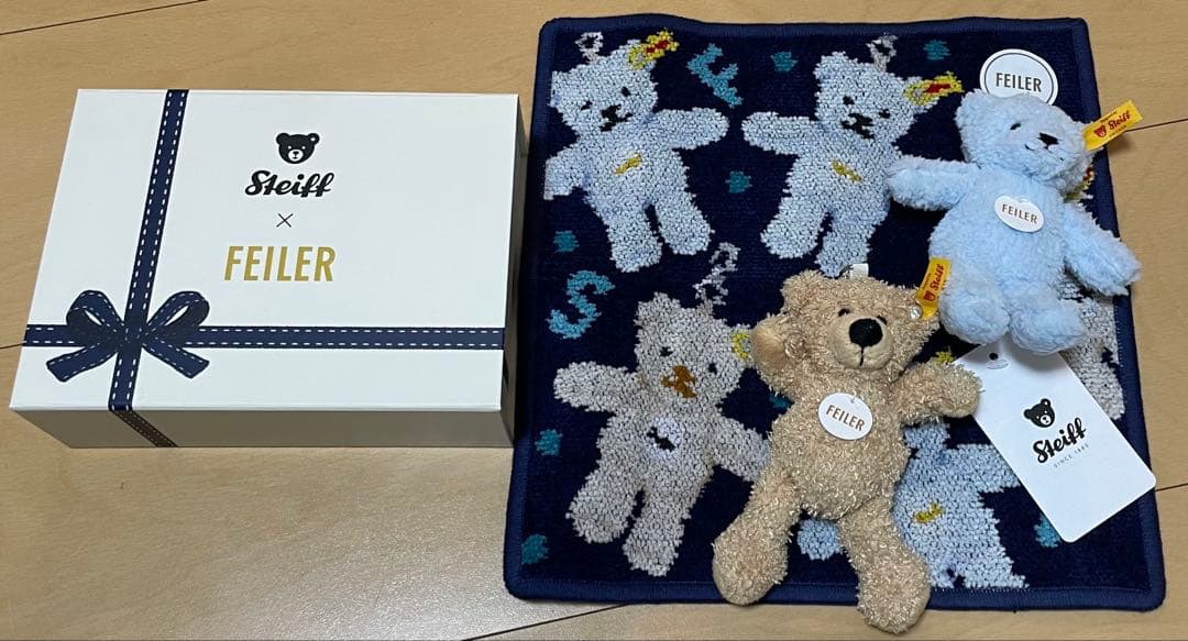 フェイラー シュタイフ テディベア ハンカチ キーホルダーセット