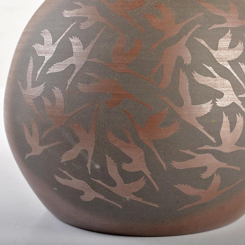 萬古焼 醉月陶苑 清水洋作 鶴文 瓢箪壷 共箱 V R6578 - メルカリ