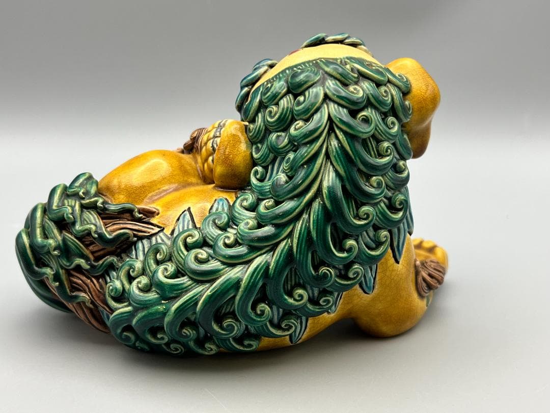 両獅子　置物　智盧　陶光　林智信　交趾焼　陶磁器　台湾交趾