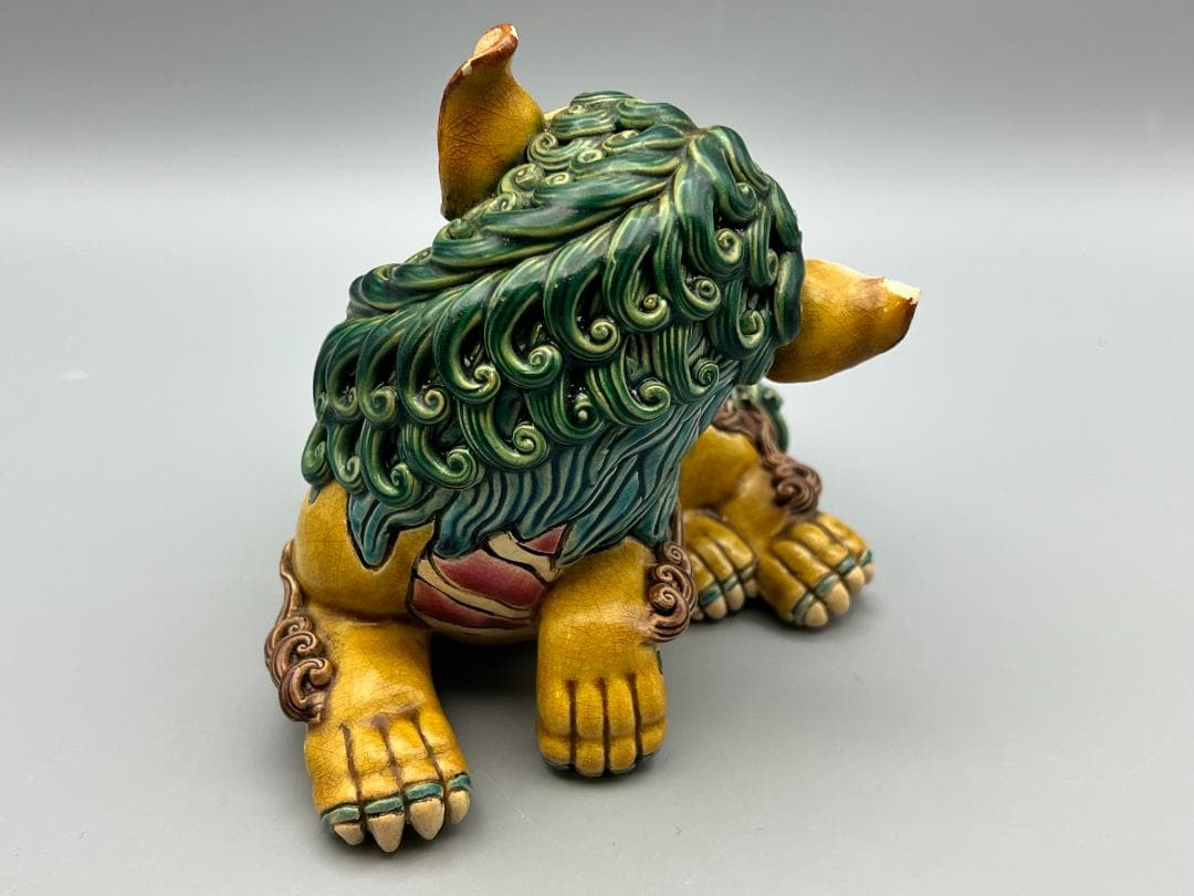 両獅子　置物　智盧　陶光　林智信　交趾焼　陶磁器　台湾交趾