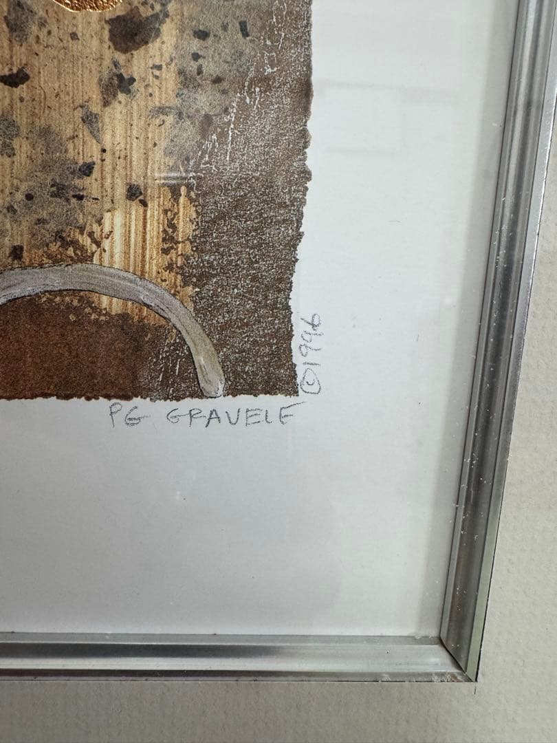 90's P.G. GRAVELE 金箔押し 抽象画 アート 額装 ヴィンテージ