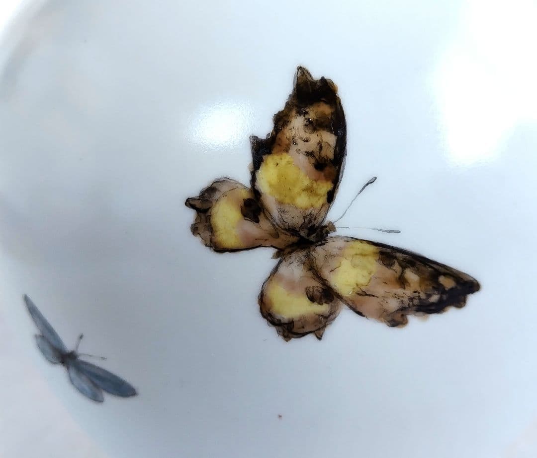 色絵磁器蝶図壺 (未使用 新品同様)