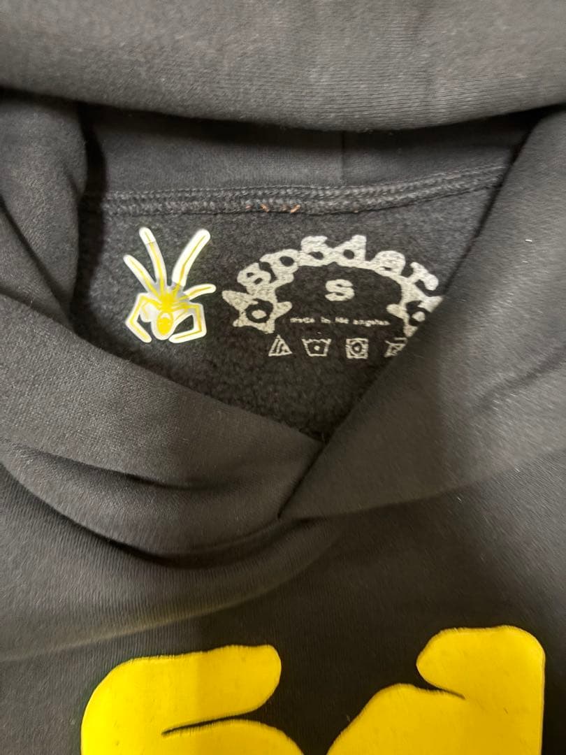 sp5der パーカー イエロー ブラック