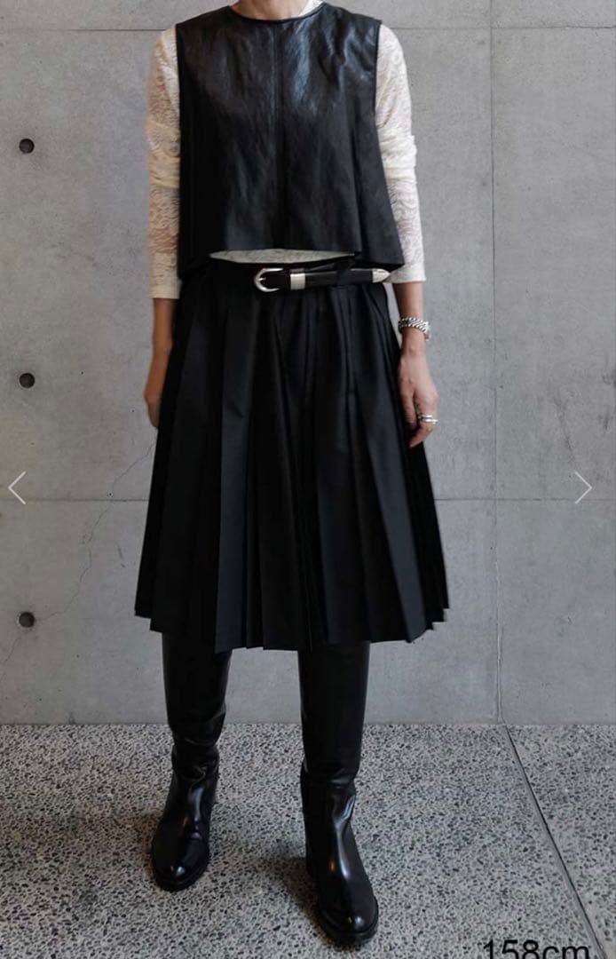 マチャット machatt タフタプリーツスカート（ブラック）