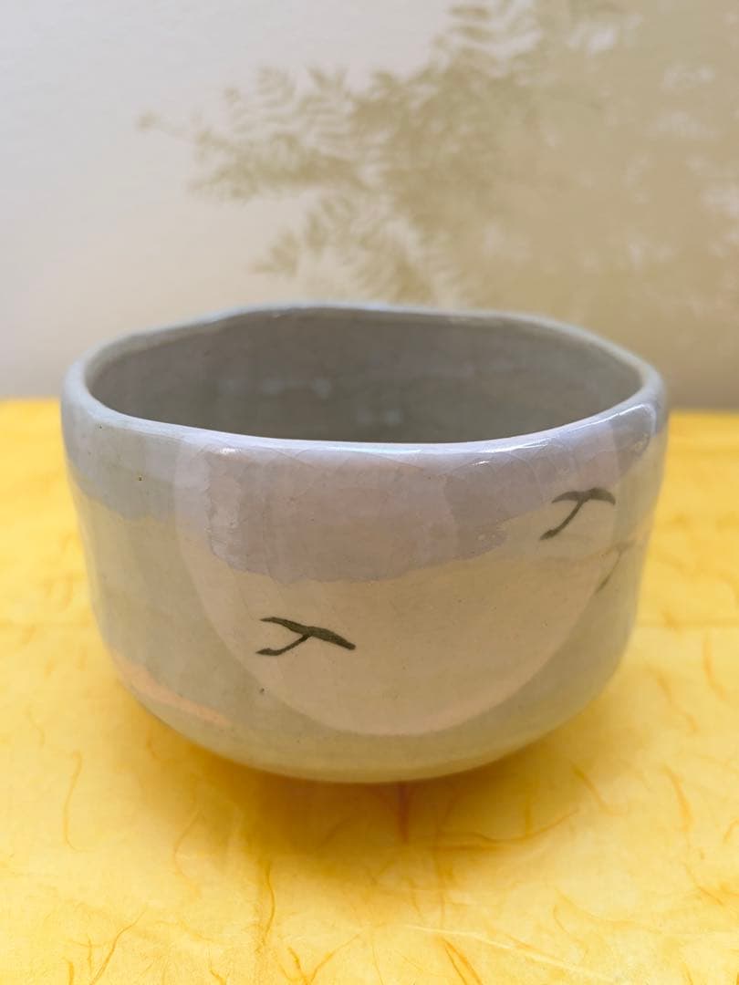 抹茶茶碗 吉村楽入作 楽入窯 楽茶碗 芦に雁 桐箱