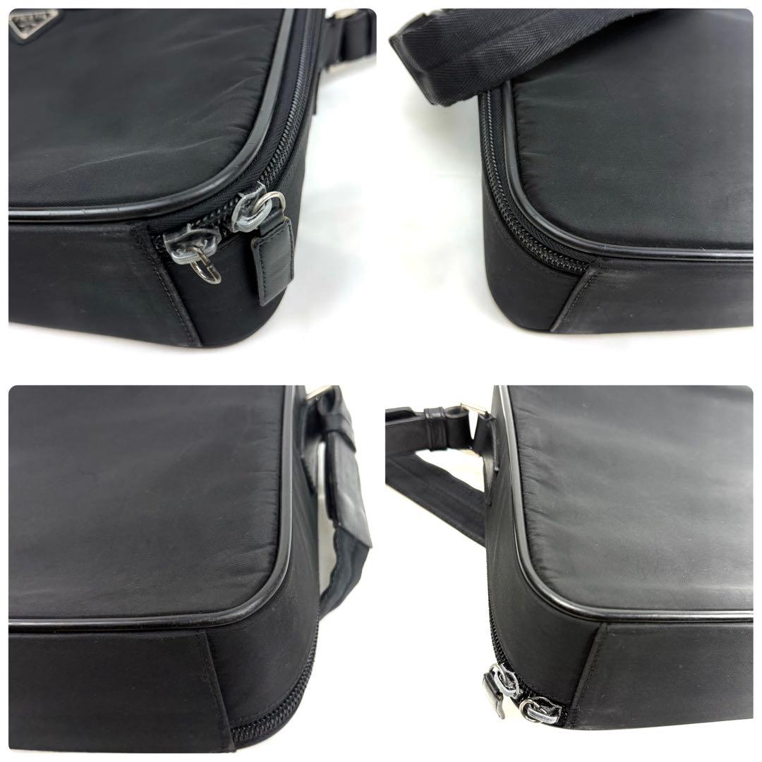 PRADA ビジネスバッグ 2way テスートナイロン レザー 三角ロゴ 黒