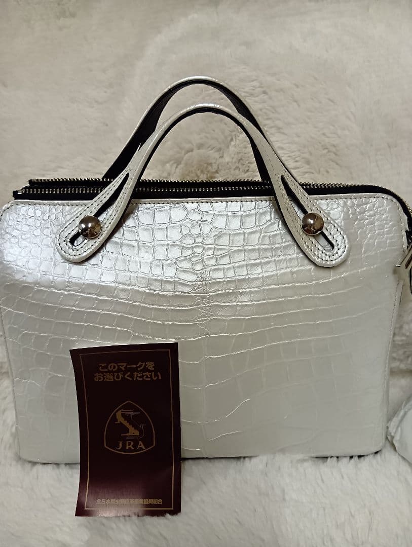 JRA ホワイト クロコダイル ハンドバッグ