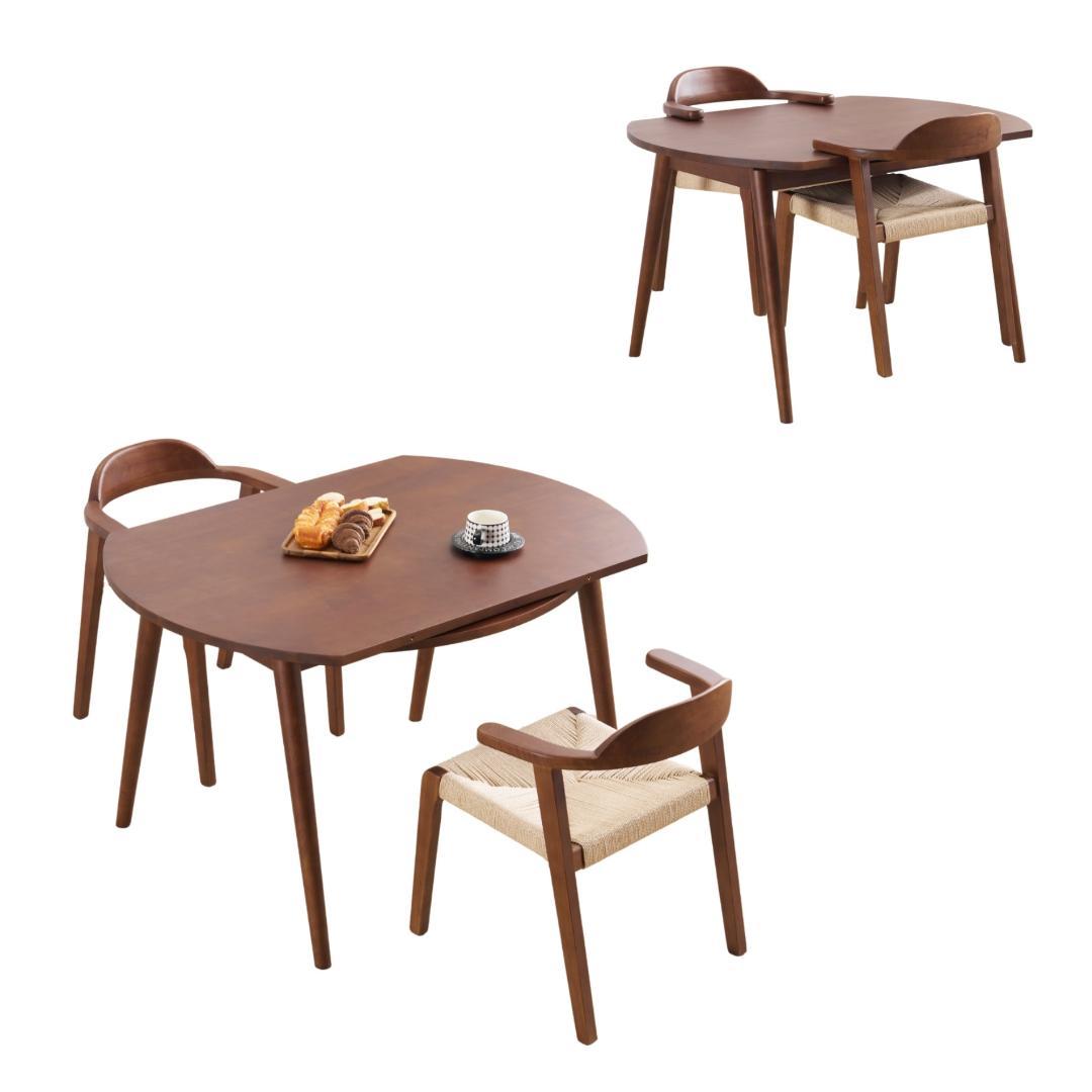 ダイニングテーブル　3点セット　チェア2脚　幅120　伸縮　BROWN