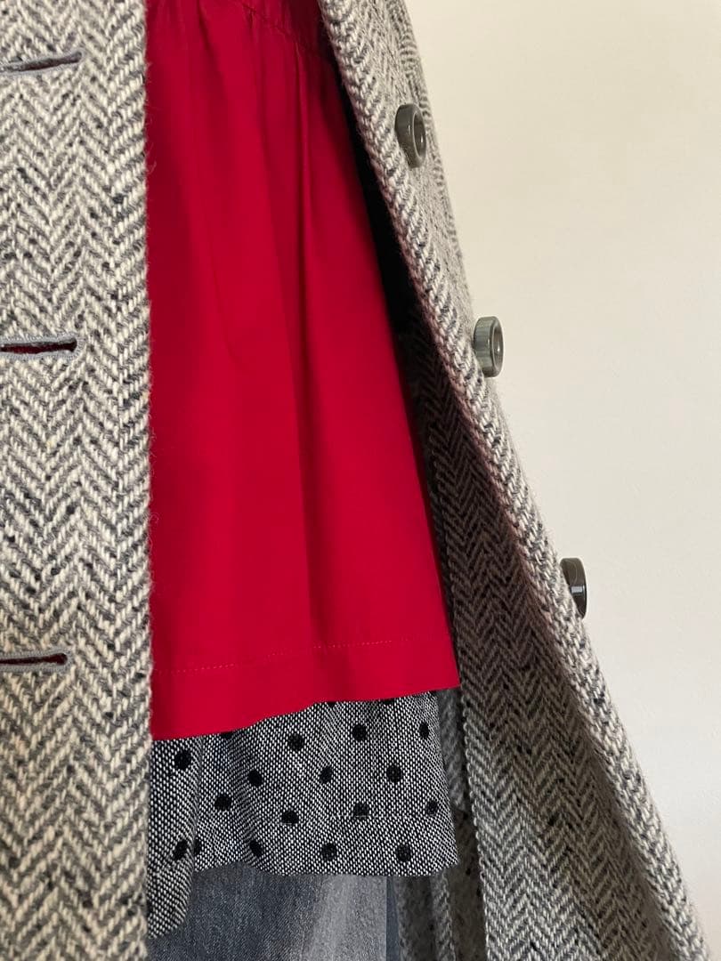 ジャンフランコフェレ】カラーネップヘリンボーン織ウールコート