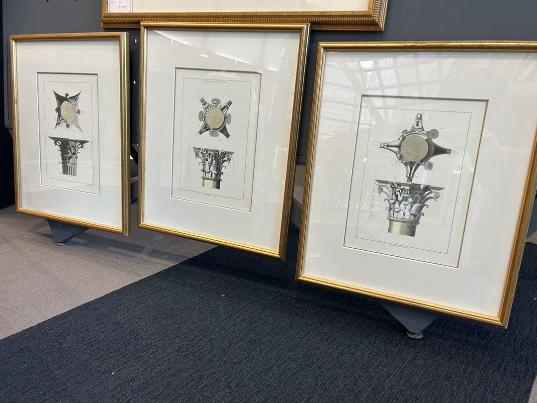 古典的な柱のデザイン版画3点セット