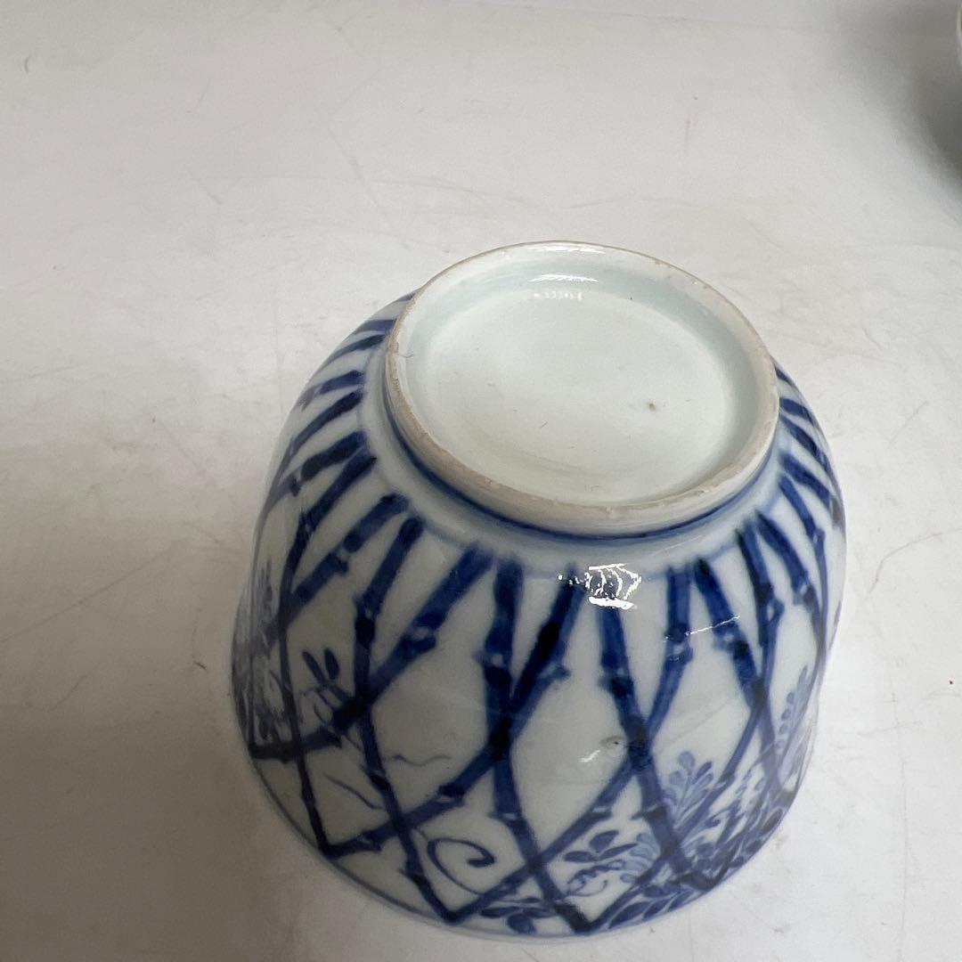 江戸後期 古伊万里 上手竹花文 中皿、猪口 通り物15点 東さ