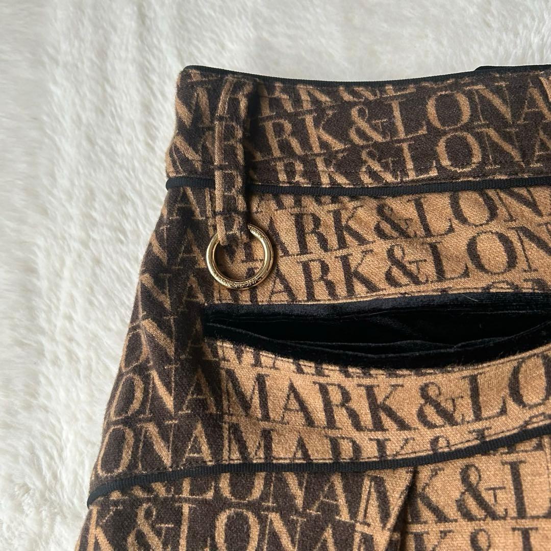 希少✨マークアンドロナ プリーツ スカート インナー付 総柄 金ボタン 近年