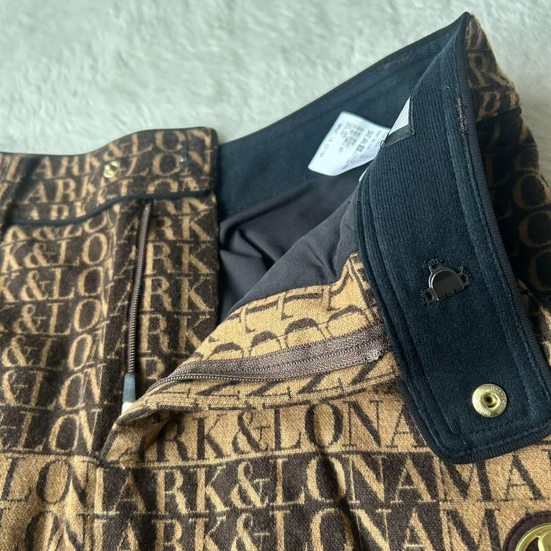 希少✨マークアンドロナ プリーツ スカート インナー付 総柄 金ボタン 近年