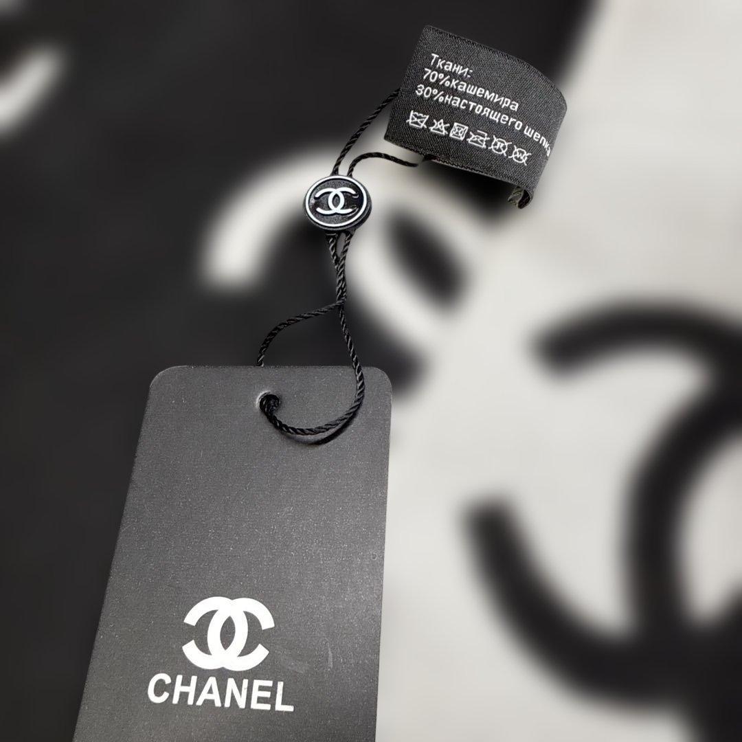 ノベルティCHANELリバーシブルストール ロゴマフラー ブラック