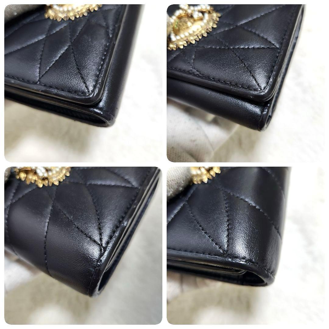 ✨極美品　人気✨ドルガバ　三つ折り　ディボーション　ブラック　レザー　金具