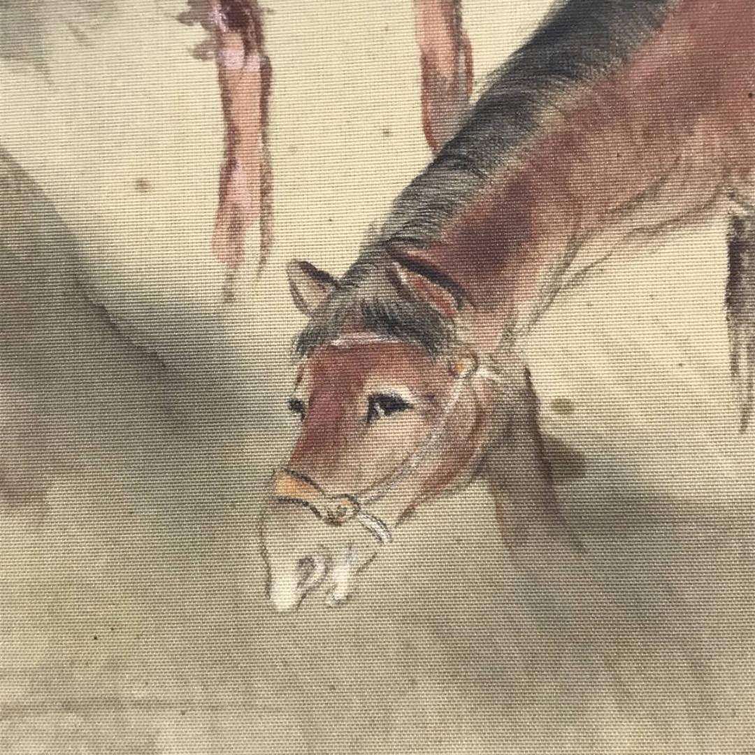 【真作】玉置頼石/天高馬肥/秋景馬図/馬図/山水図/掛軸/名家伝来/AB-935