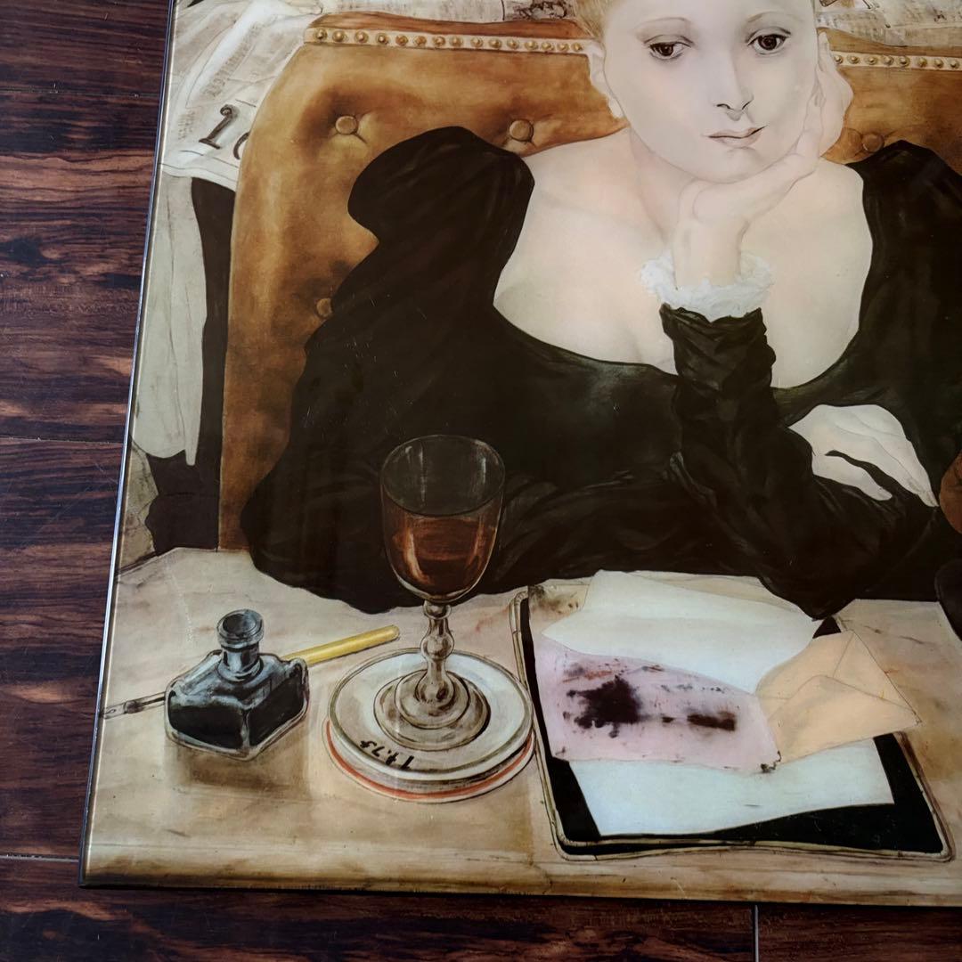 藤田嗣治「CAFE」複製画 印刷工芸画 シルクスクリーン 共同印刷株式会社 J