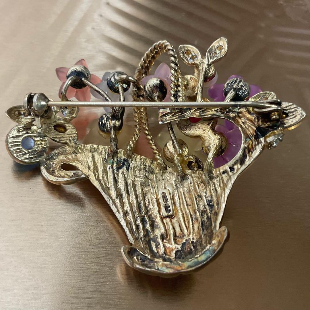 アンティークブローチシルバーイタリアンジュエリーベネチアングラス