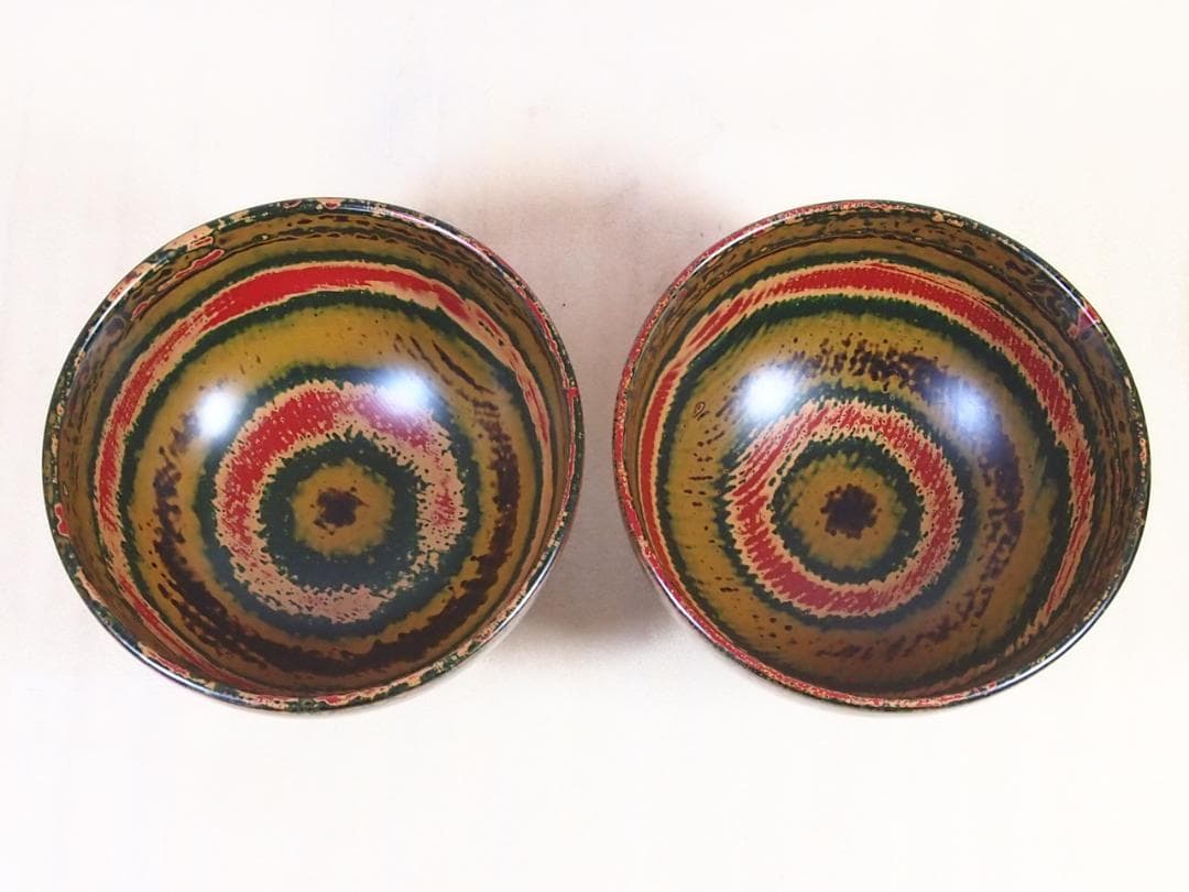 【未使用】独楽塗 合鹿椀 2客＆汁椀 2客 入れ子椀/雑煮椀/煮物椀/お椀 漆器