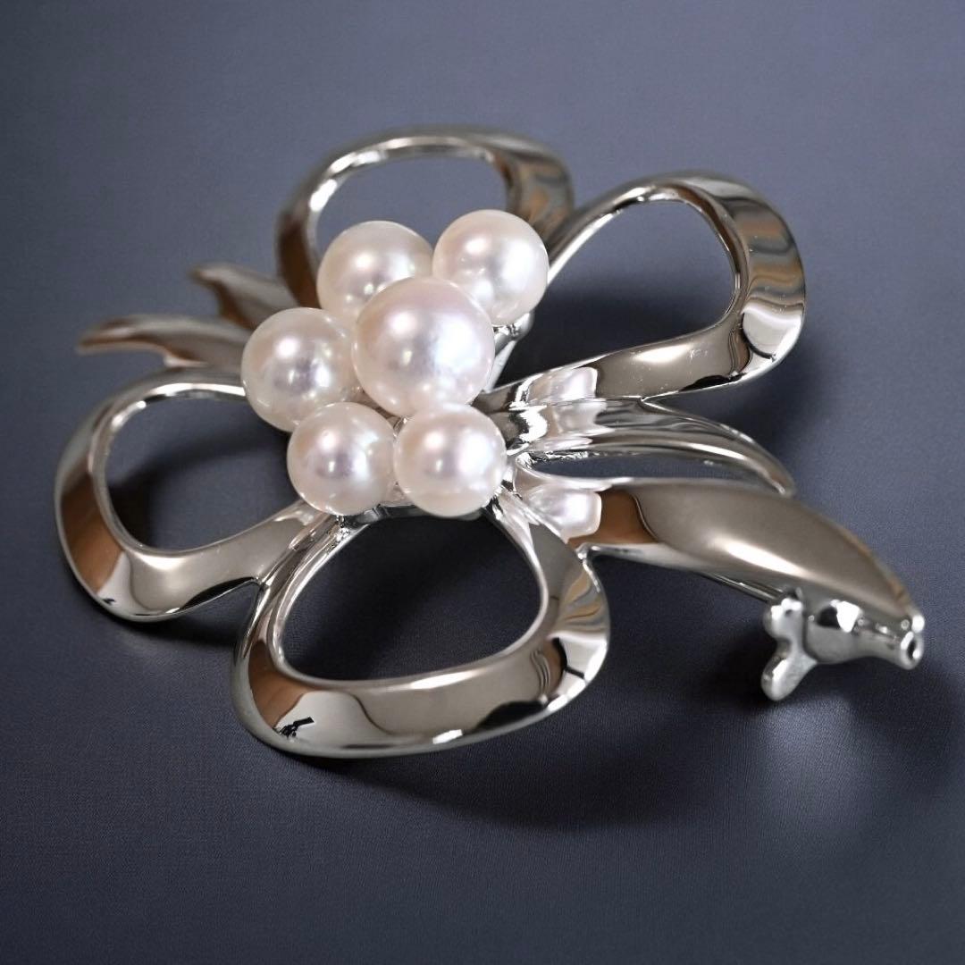 未使用・花珠クラス】ミキモト ブローチ コサージュ アコヤ パール 本