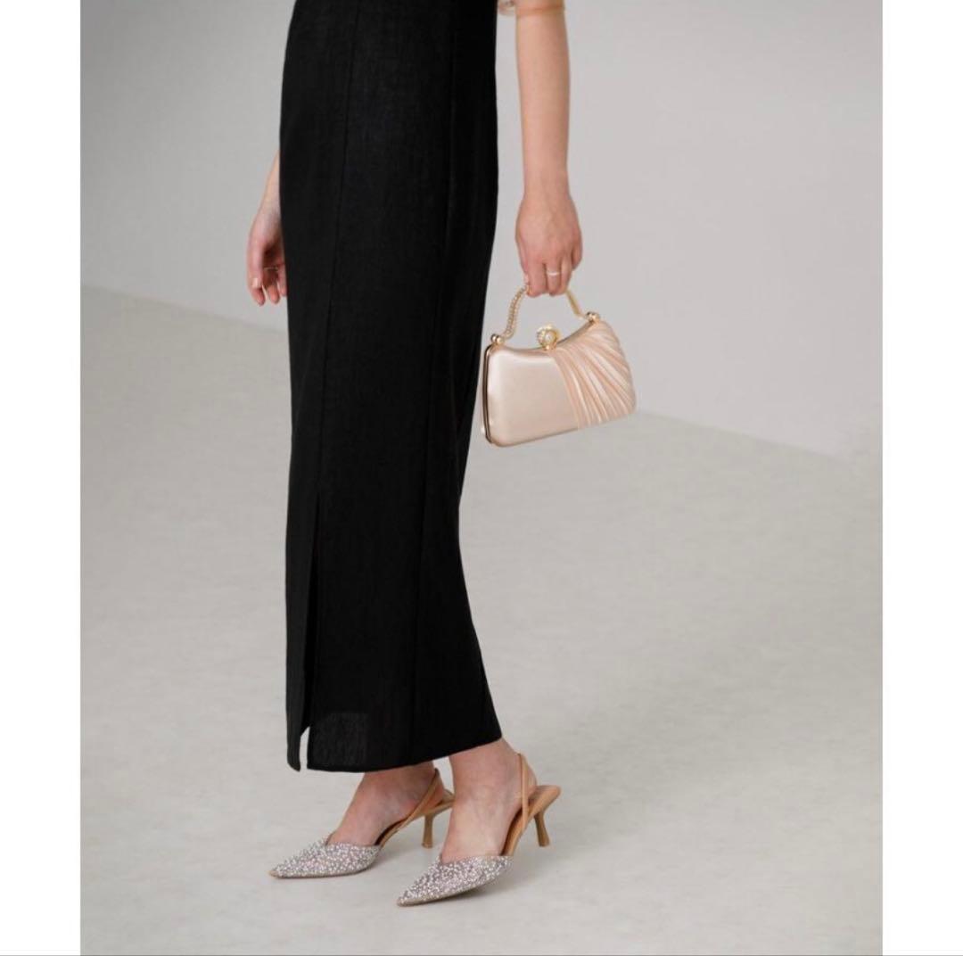 【LEJA】チュールアシンメトリーティアードフリルIラインドレスワンピース　M