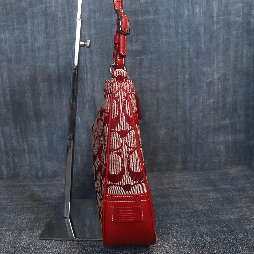 バッグ Coach Signature Soft Clip Hobo Bag Red
