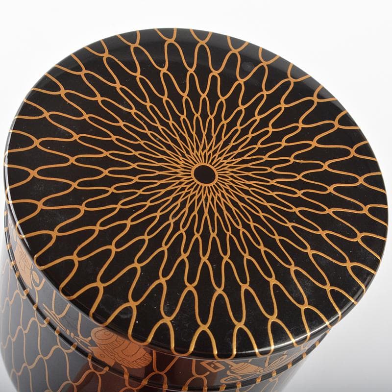 茶道具　山中塗　塗師　辻石斎造　網目宝尽蒔絵　金輪寺　棗　共布共箱　YR6861