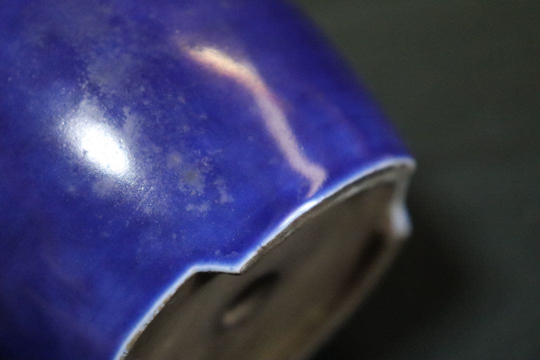 時代　藍釉ミニ盆栽鉢　送料込み0727