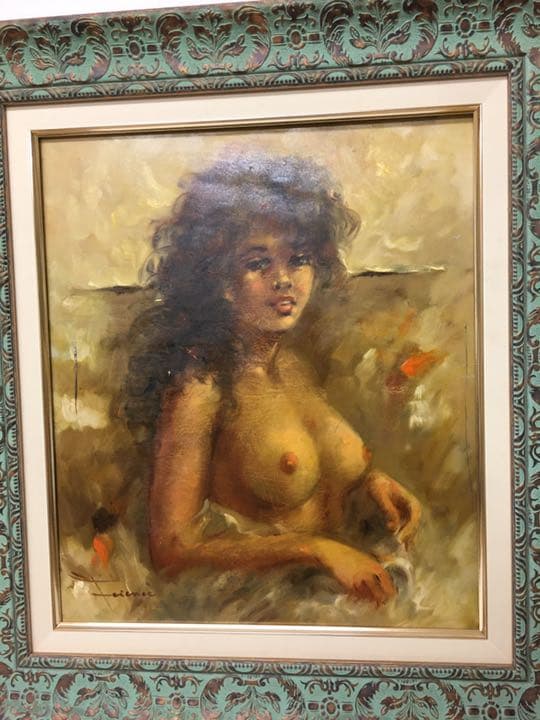 油絵肉筆画手描きイタリアの画家フエレンス　画題裸婦油絵