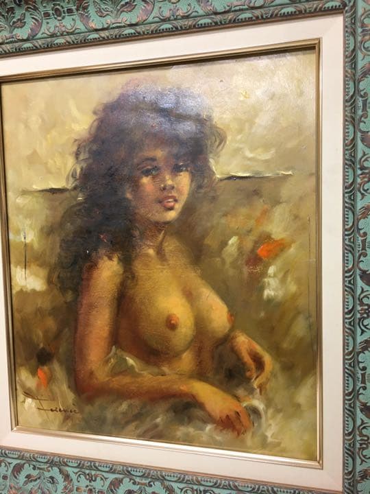 油絵肉筆画手描きイタリアの画家フエレンス　画題裸婦油絵