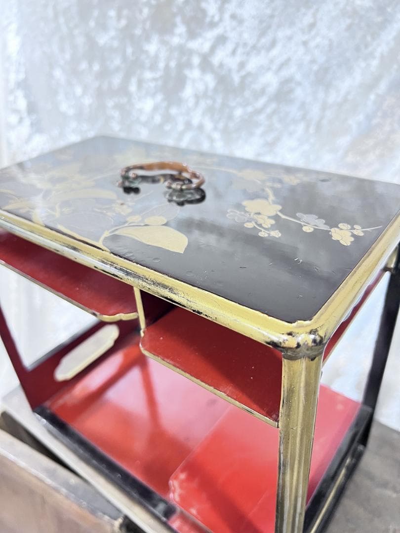 金銀蒔絵　野弁当箱　椿　梅紋 漆器 重箱セット 金箔花模様