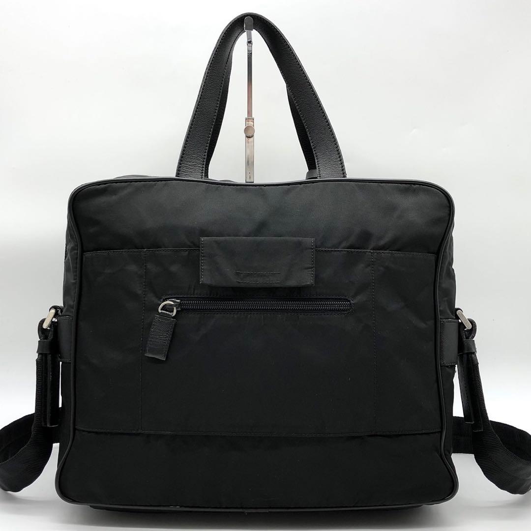 プラダ ビジネスバッグ 2way 三角ロゴプレート チャーム ナイロン レザー