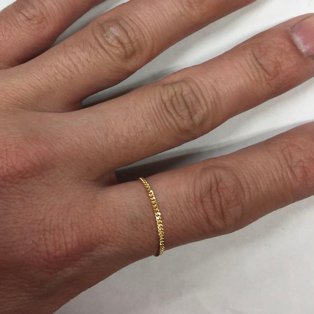 K18 1.5ミリ幅 喜平 チェーンリング 18金　イエローゴールド