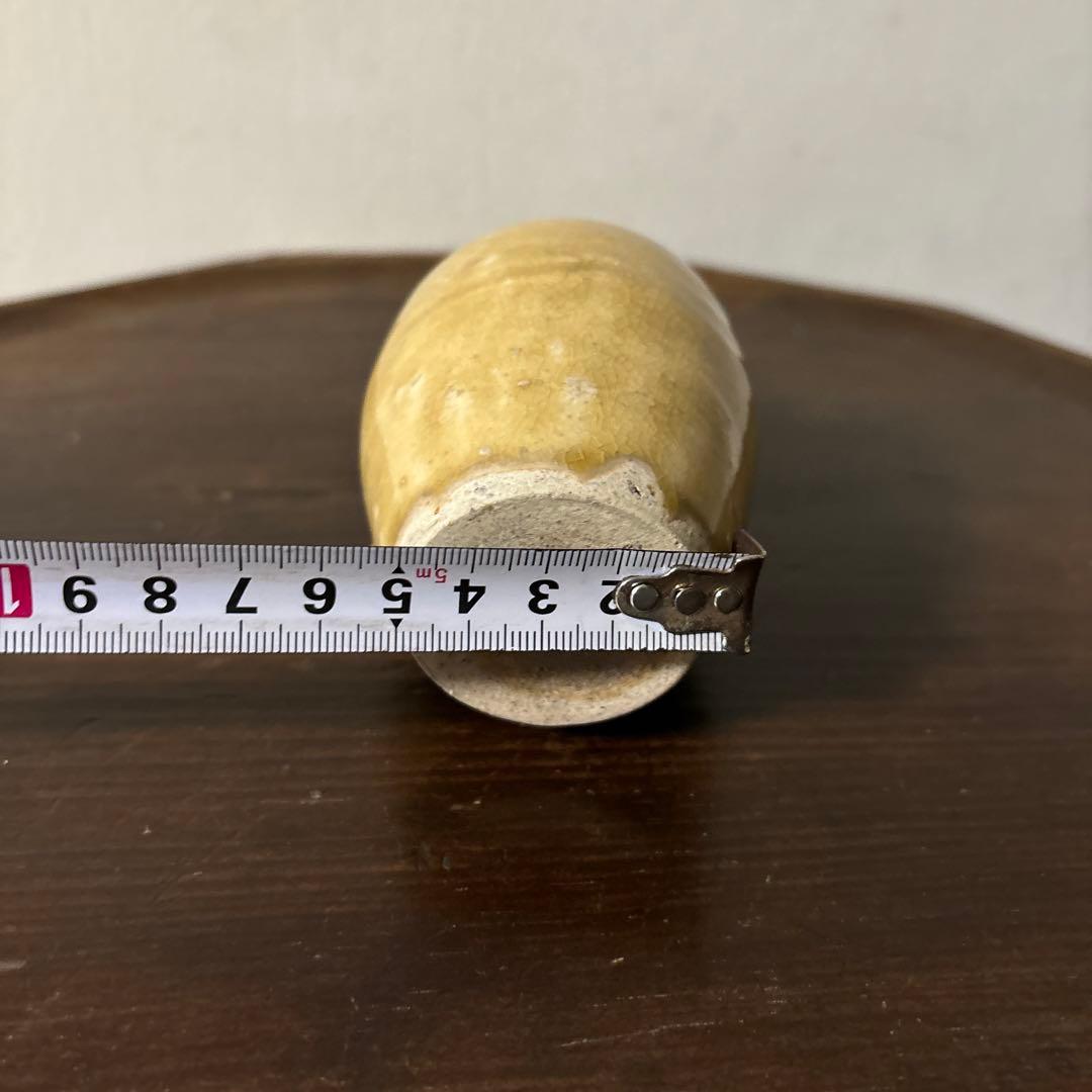 古い瀬戸小徳利　江戸明治　黄瀬戸　美濃　花器　酒器　アンティーク　古道具　検李朝