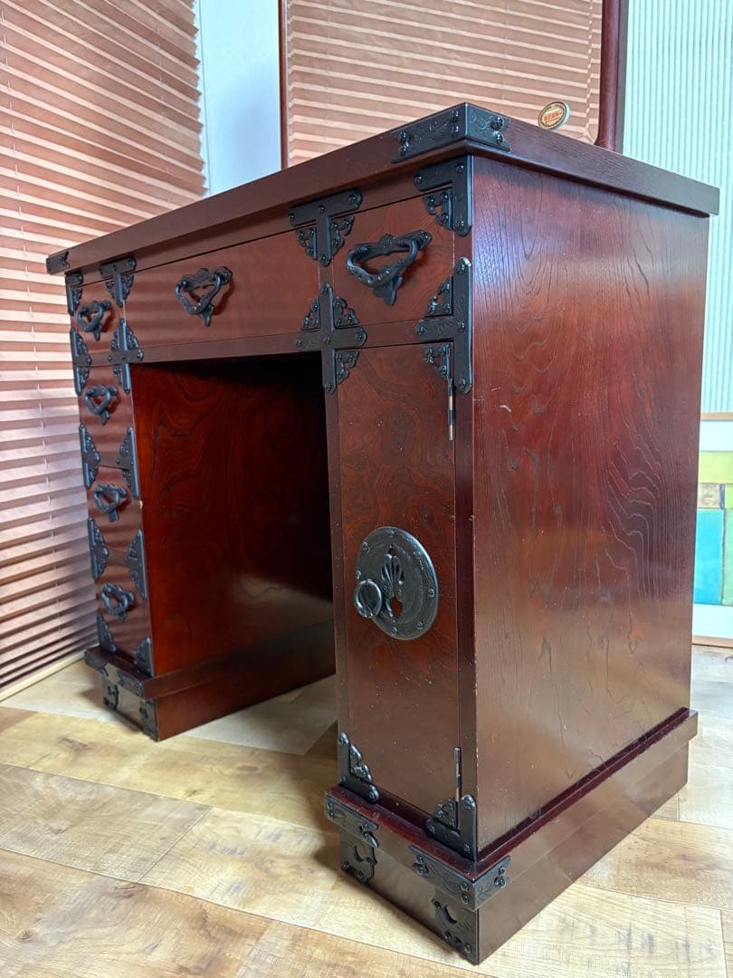 遠野民芸 欅 漆塗 南部鉄 鏡台 ドレッサー 検）岩谷堂