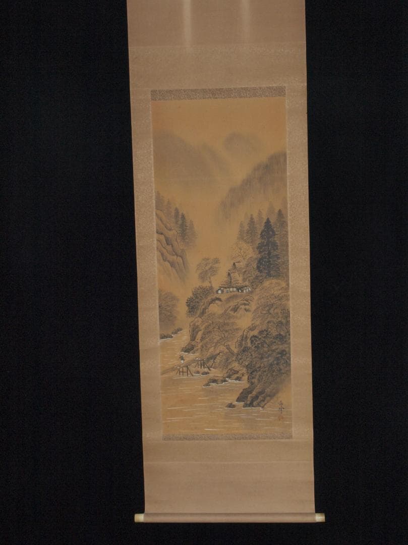 民間仕入れ品 中国清時代青沢作 掛け軸 肉筆絵 人物図 AK2159A9-2