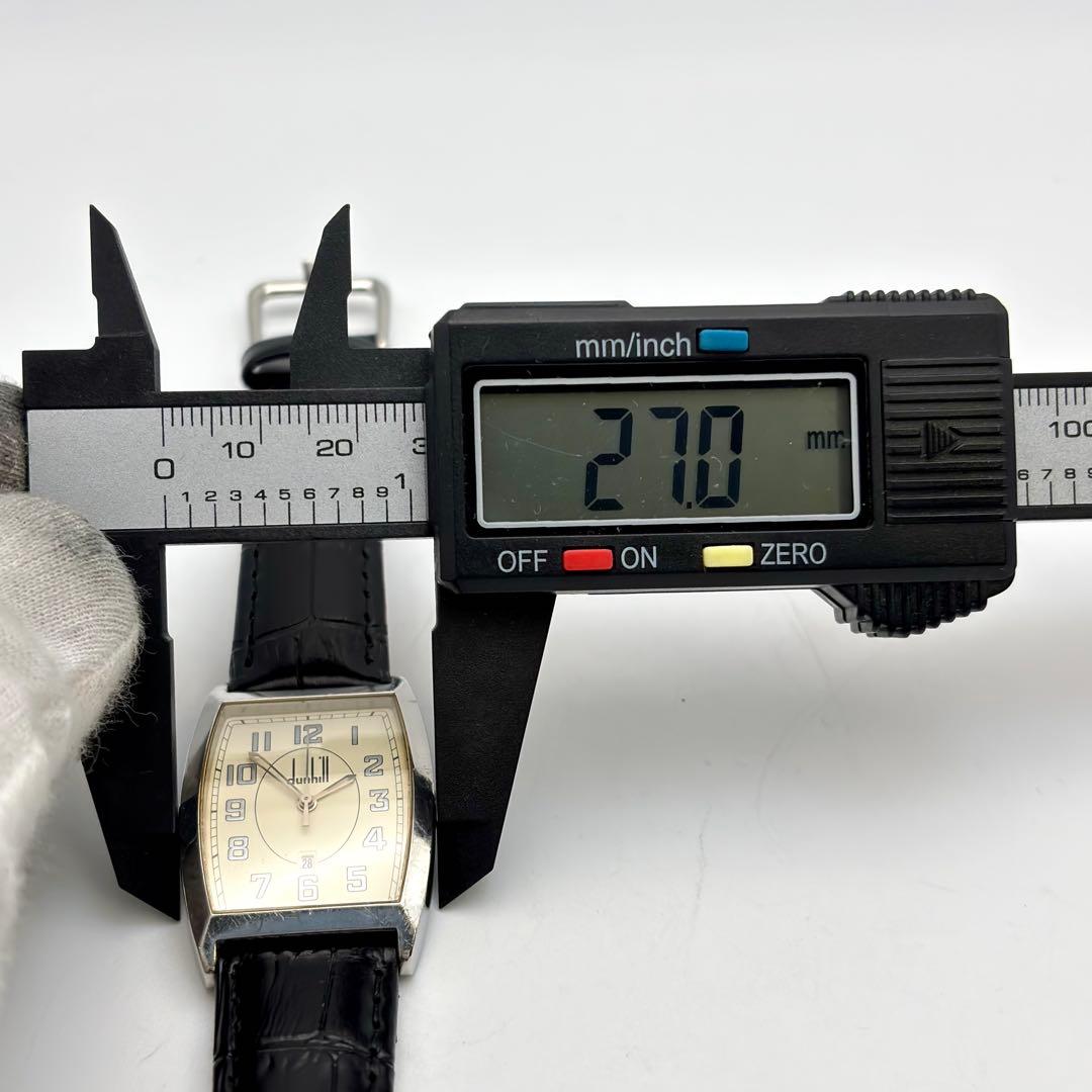 稼働✨Dunhill デイト スクエア シルバー メンズ 腕時計 新品ベルト