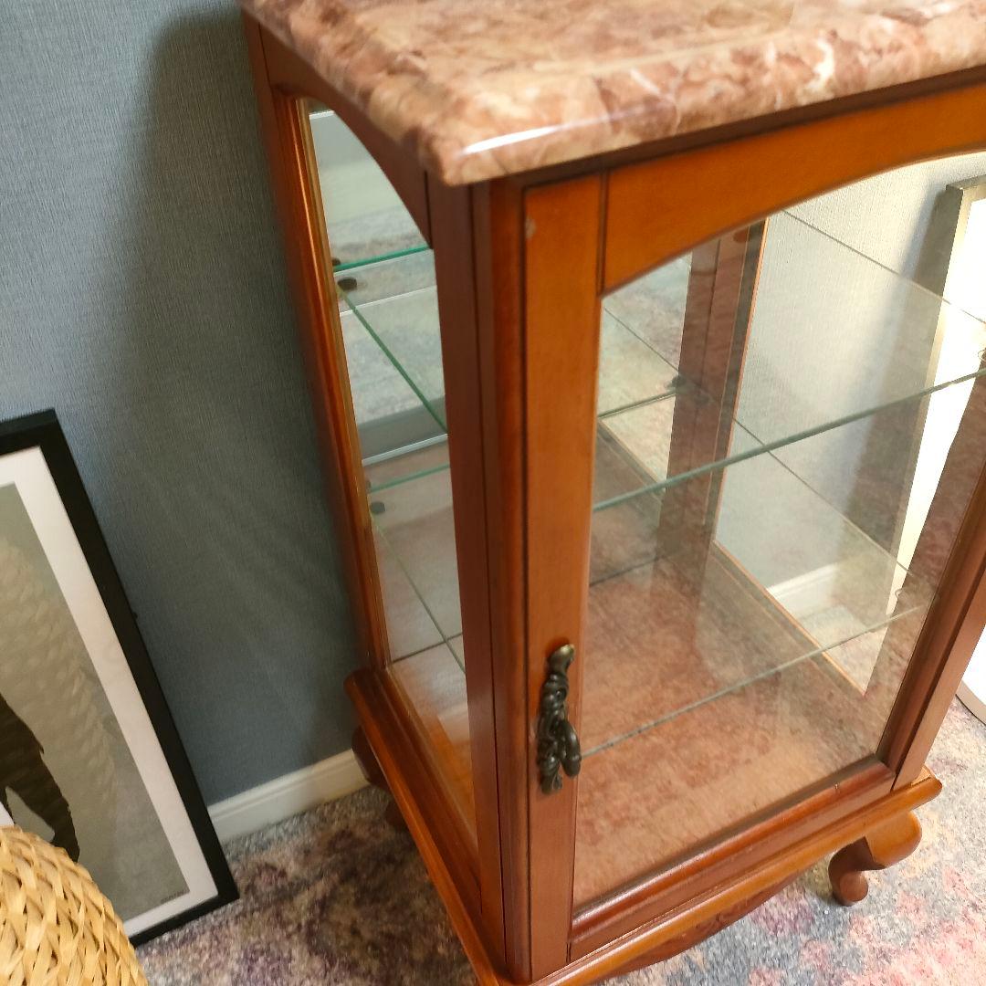 希少】大理石天板クラシック猫脚コレクション飾り棚 ガラスショーケース」