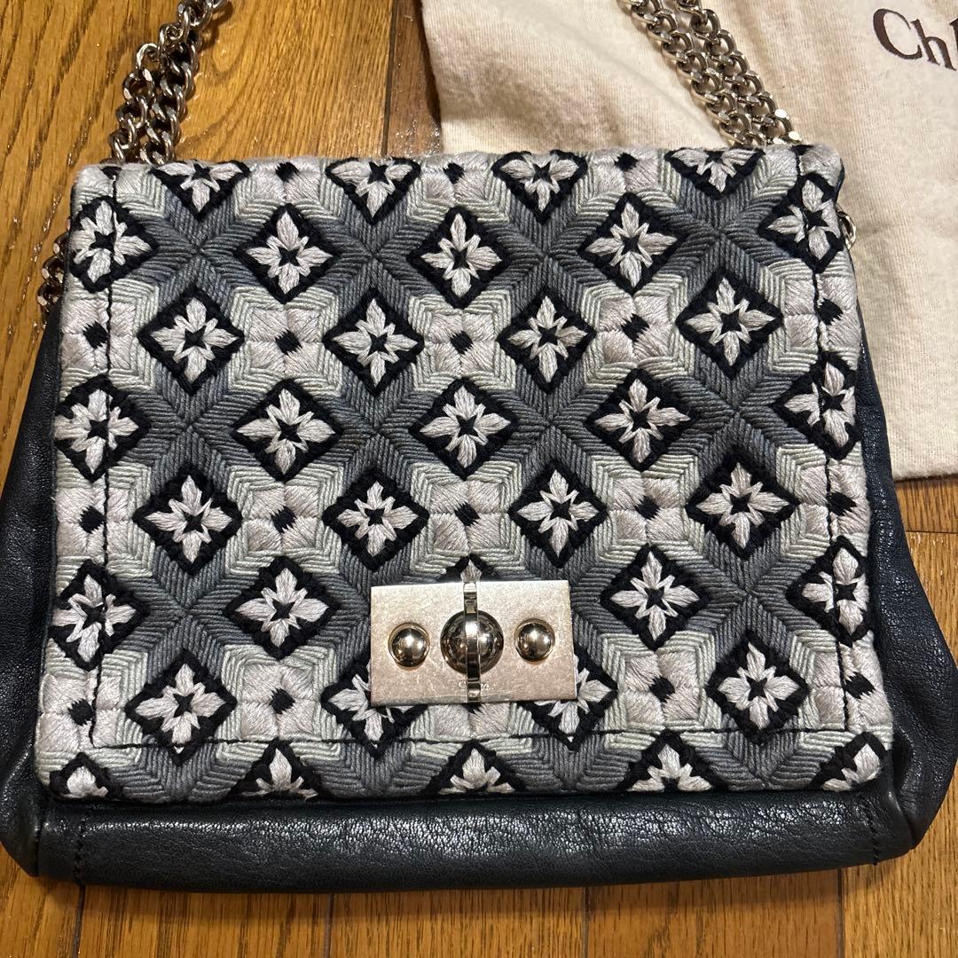 Chloé 刺繍デザイン チェーンハンドバッグ　美品 アンティーク