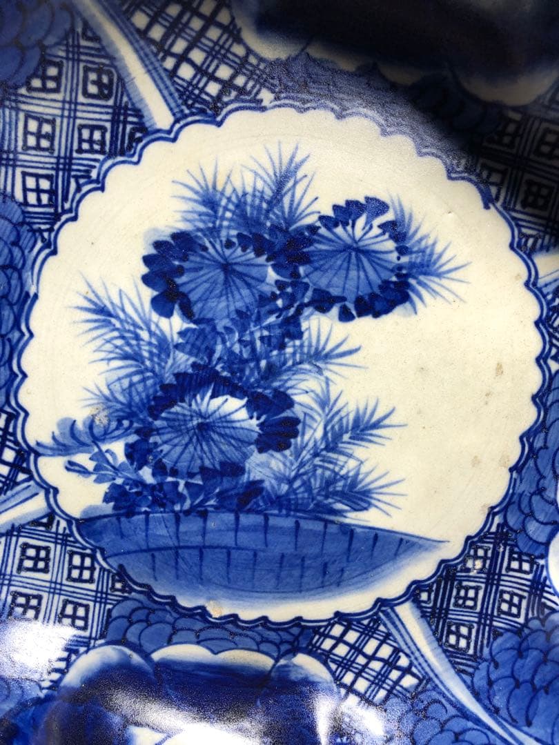 染付大缽。古伊万里。骨董品。古美術。江戸時代。舊家藏出。