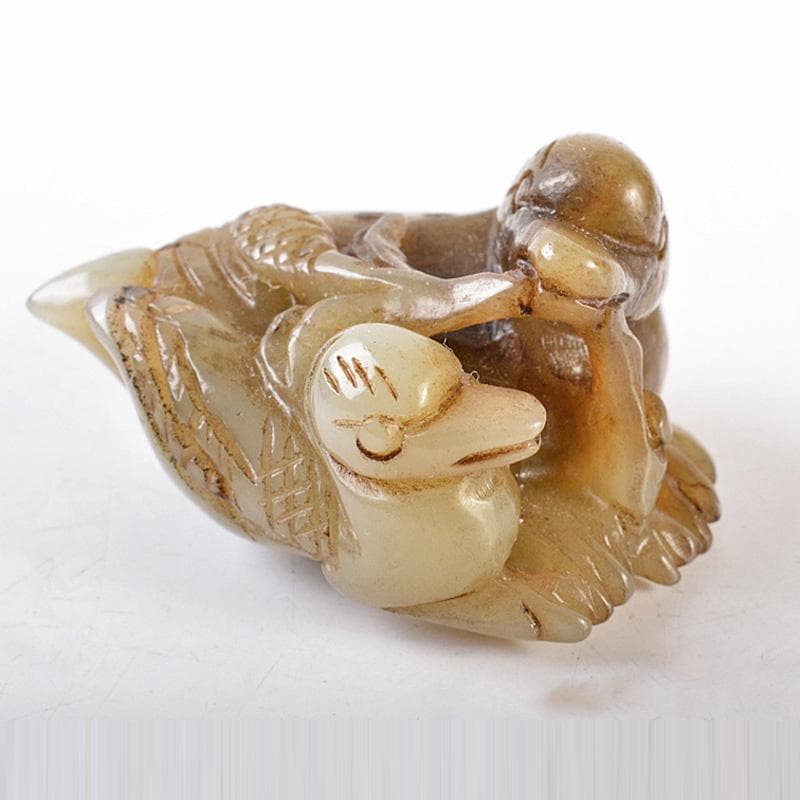 中国玉石彫刻寿老人根付C7930E