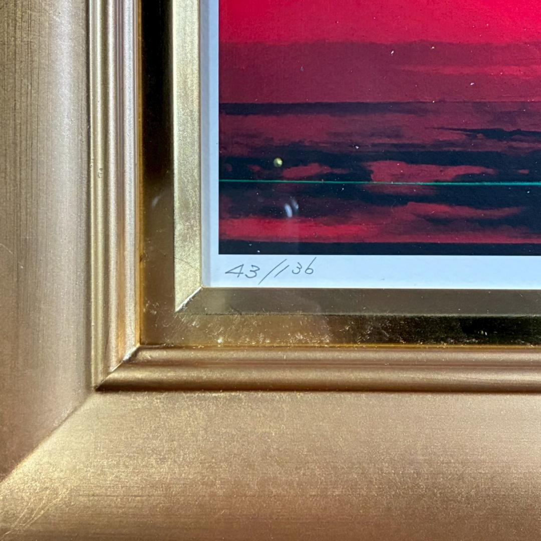 美品 小泉守邦「天空暁光日神」リトグラフ 直筆サイン入 古径額 ヒーリング